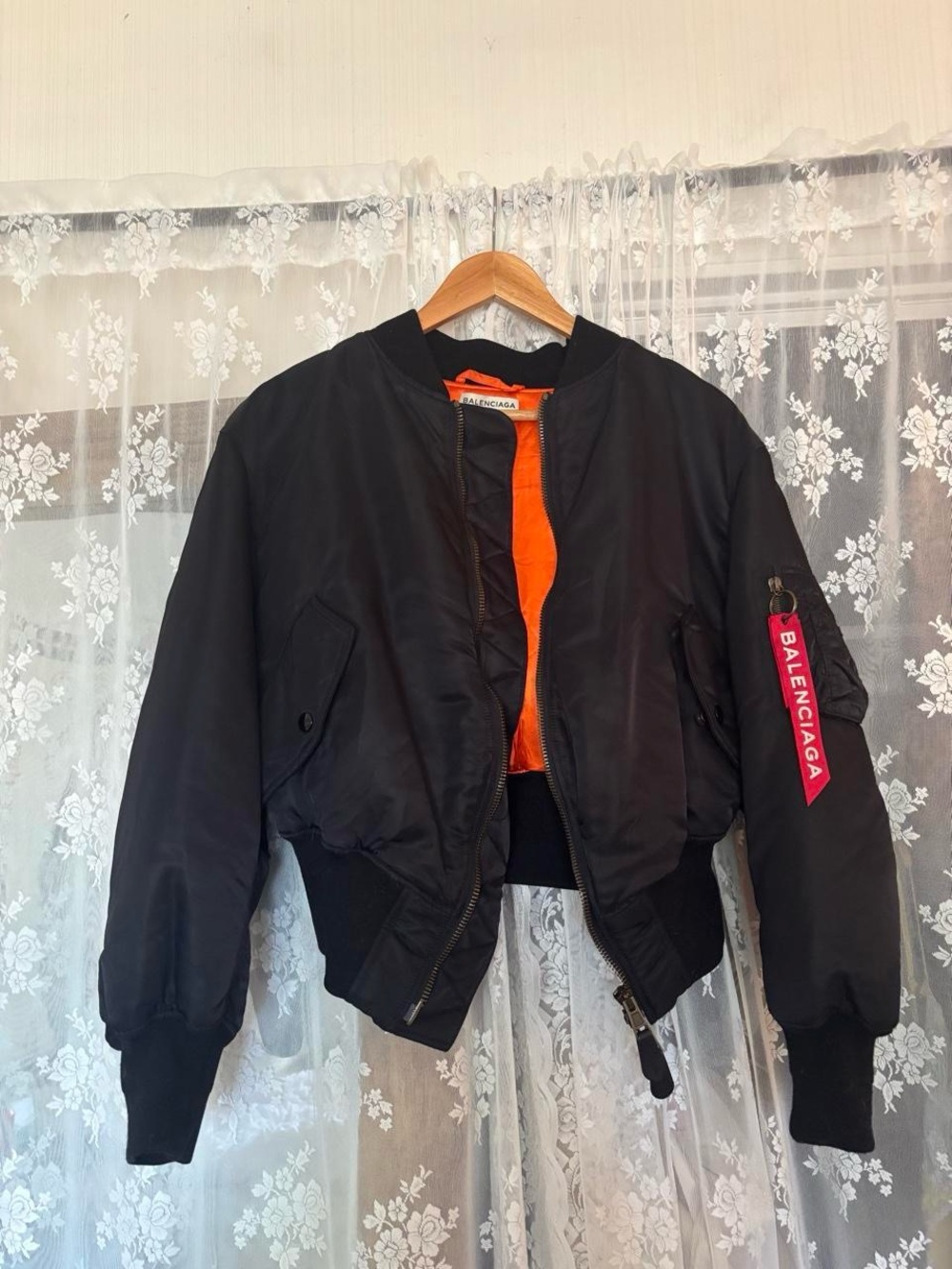 Balenciaga cropped bomber flight jacket